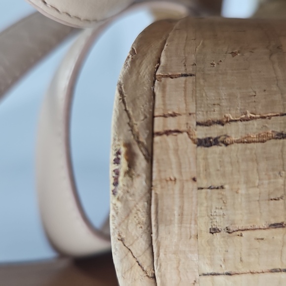 Coach Becka Tan Leather Platform Beachwood Cork Wedge Sandals Sz 7 - Picture 10 of 12